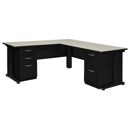 Fusion Fusion L-Desks with Storage, 72 D X 29 H, 72 W X Wood, Metal MLD723042PL